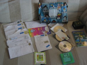 Letters, packages, CDs, and gifts that I have kept over my penpal exchange